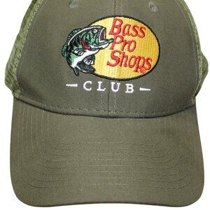 Bass Pro Shops Club Hat Snapback Trucker Olive Green Mesh Adjustable